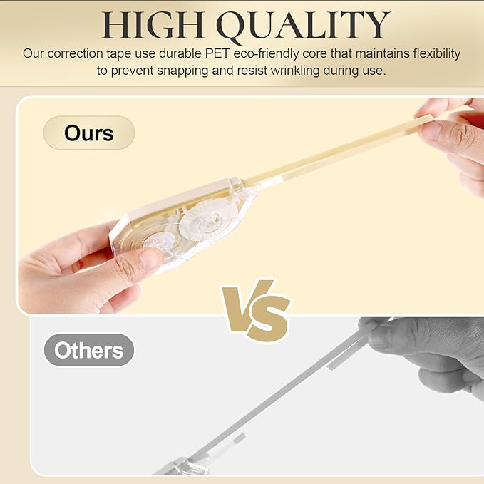 100 Feet Long Cream Correction Tape, Smooth Glide, No Residue, Quick Dry Beige - Image 3
