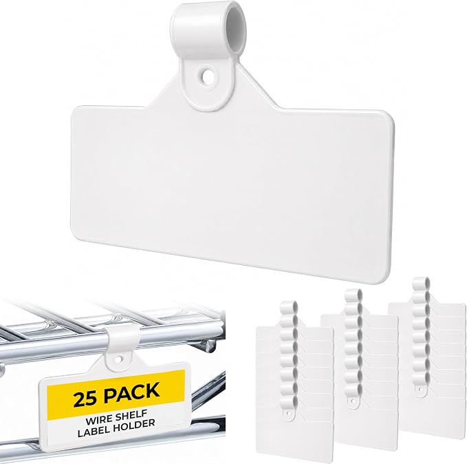 Gluposti Shelf Labels for Wire Shelving, Wire Rack Label Holders for Shelves by Gluposti
