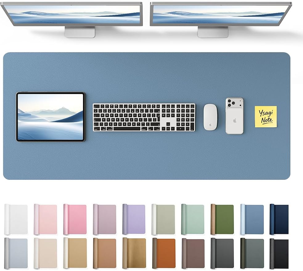 YSAGi Leather Desk Pad Protector, Office Desk Mat, Large Mouse Pad, Non-Slip PU by YSAGi