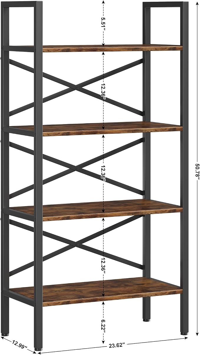 Homeiju 4 Tier Bookshelf 23.6" Width, Kids Bookshelf - Image 3
