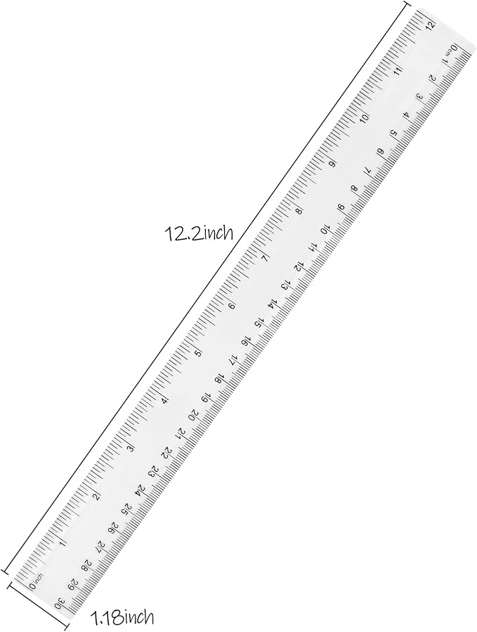 Unjoo Clear Plastic Ruler 12 Inch Straight Rulers, - Image 2
