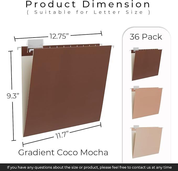 Y YOMA 36 Pack Gradient Hanging File Folders Letter Size Decorative Hanging - Image 3