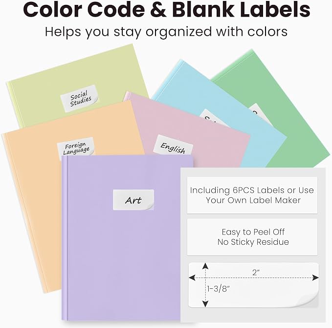 Sooez Folders with Pockets and Prong, 6 Pack, Pastels Colors, File Folders with - Image 2