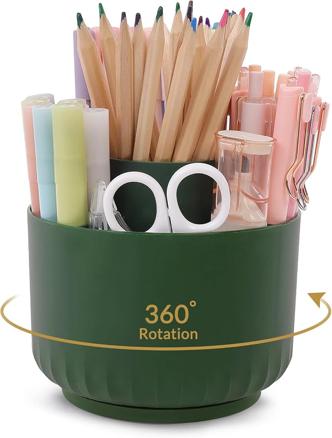 SKYDUE 360 Degree Rotating Desk Organizer, Dual-Purpose Pencil Pen Holder by SKYDUE