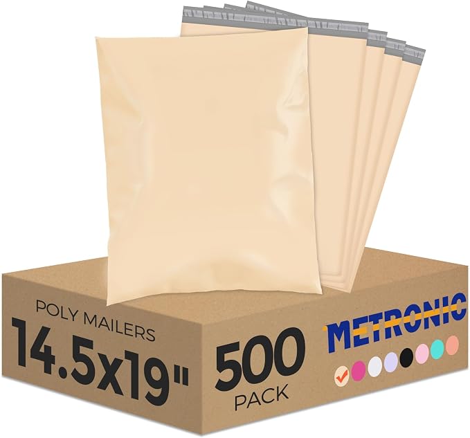 Metronic Poly Mailers 14.5x19 500 Pcs | Medium Size Shipping Bags by METRONIC
