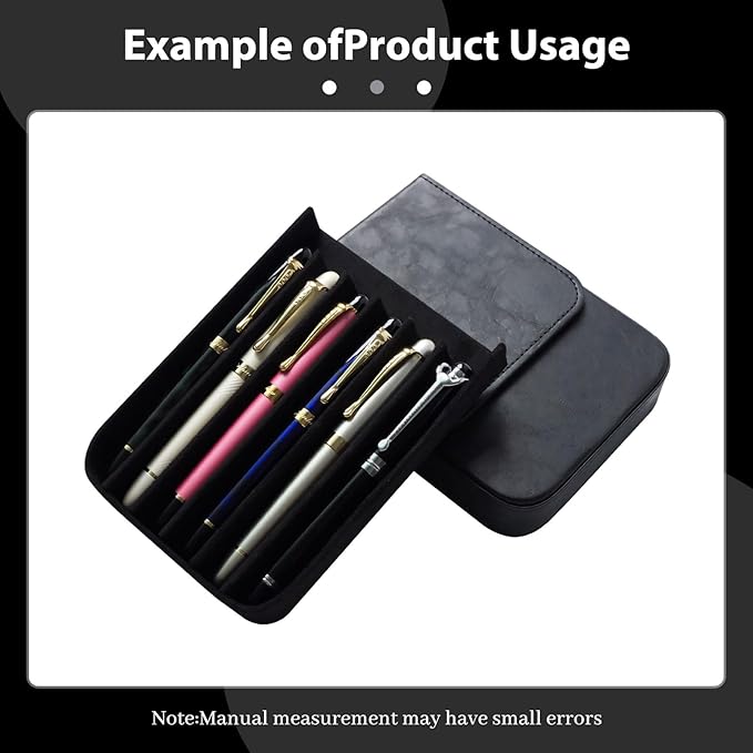 PU Leather 6 Fountain Pen/Pencil Tray Case, Magnetic Closure - Image 4