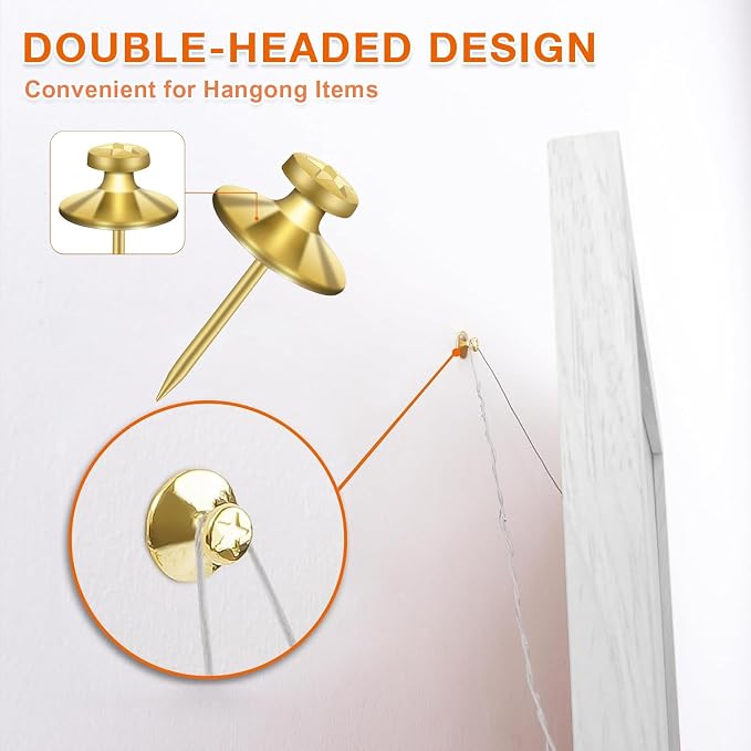 50 PCS Thumb Tacks for Wall Picture Hangers, Double Headed Picture Hanging - Image 6