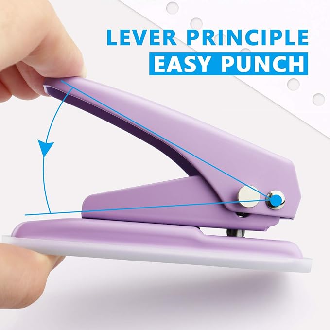 Single Hole Puncher, 1/4" Hole, 20 Sheet Capacity, 1 Pack | Metal Paper Punch - Image 3