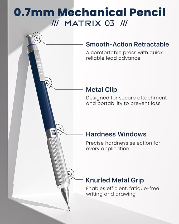 STAGEEK 0.7 mm Mechanical Pencil, Metal Art & Drafting Pencil - Image 2