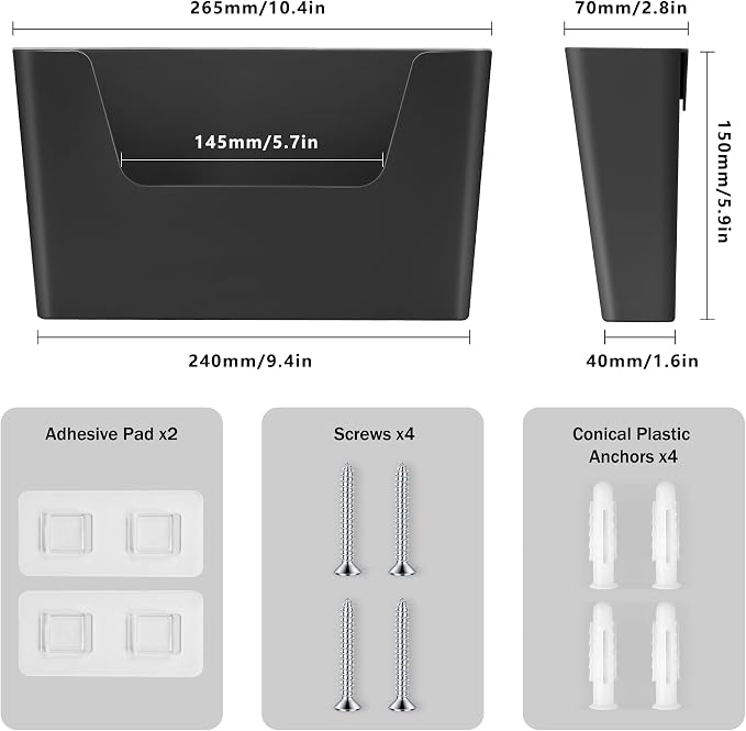 JOMOLA No Drilling File Holder 2 Pack Mail Organizer Wall Mount File Organizer - Image 2