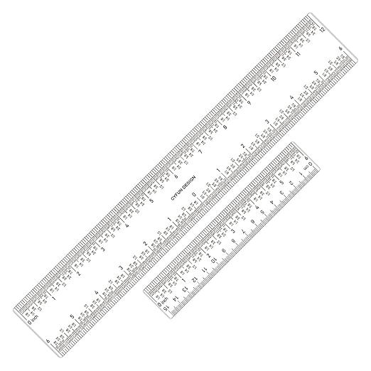 2 Pieces 6"/12" Clear Acrylic Ruler Zero-Centering Ruler by CYFUNDESIGN