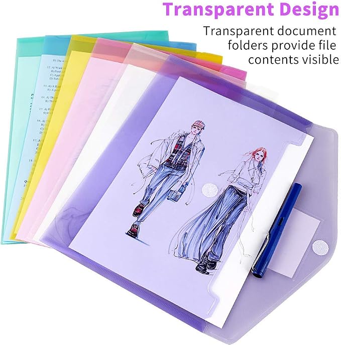 24 Pack Plastic Poly Filing Envelopes, 6 Assorted Color - Image 4