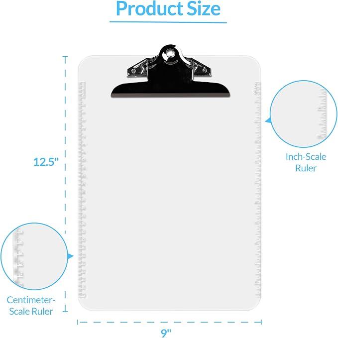 Pack of 6 Plastic Clipboards - Image 4