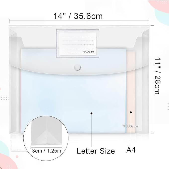 12 Pack Large Clear Folders for Documents, Legal Size, TFDLCG zm Plastic - Image 3