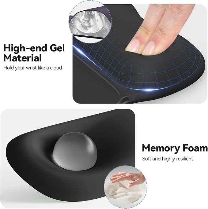TECKNET Gel Mouse Pad with Wrist Rest, 3 in 1 Keyboard Wrist Rest - Image 4