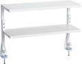 VIVO White Clamp-on 24 inch 2-Tier Desk Shelf, STAND-SHELF24C-W | Above or by Unknown