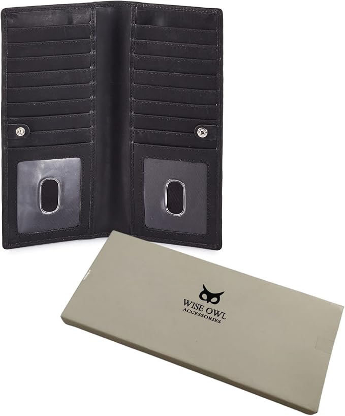 Long Wallet for Men Women Real Leather Bifold RFID Stylish Slim Handmade 2 ID - Image 6