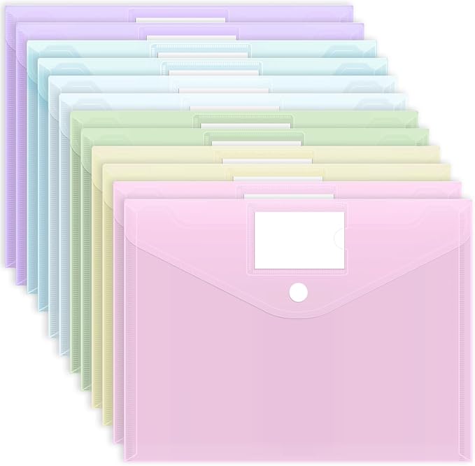 EOOUT 12pcs Plastic Envelopes, Plastic Folders by EOOUT