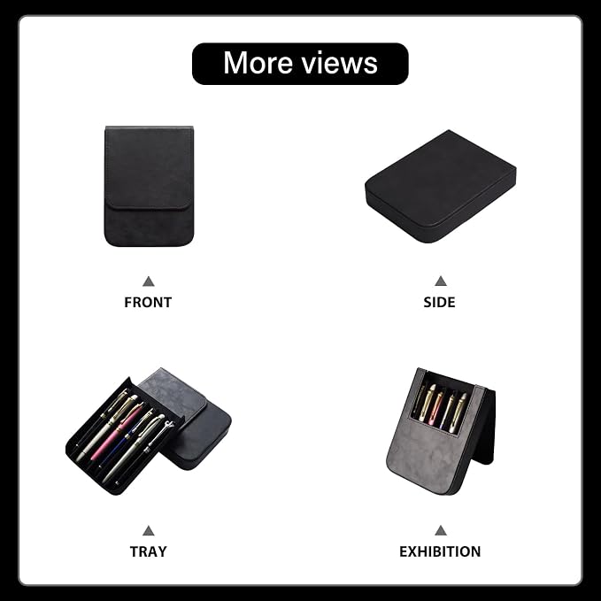 PU Leather 6 Fountain Pen/Pencil Tray Case, Magnetic Closure - Image 5