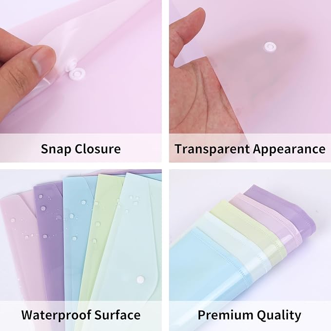 EOOUT 5pcs Plastic Envelopes Folders, Plastic Poly Folders - Image 4