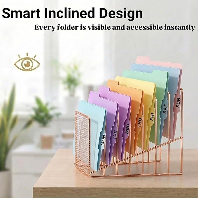 2 Pcs Incline File Sorter, 7 Slot Magazine Holder - Image 5