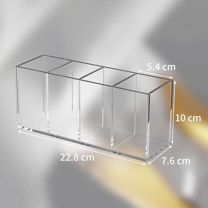 NIUBEE Acrylic Pen Holder 4 Compartments - Image 2