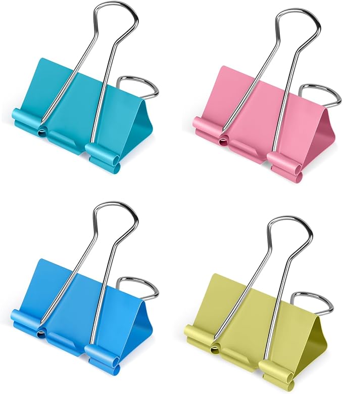 Ufmarine Medium Binder Clips 1.25 inch Length, Colorful Paper Clips Medium by Ufmarine