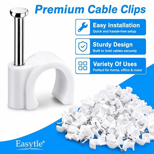 Cable Wire Clips 4mm 6mm 8mm 10mm Cable Management RG6 RG59 CAT5 CAT6 RJ45 - Image 5