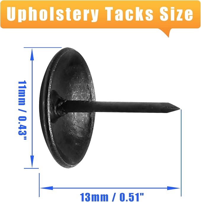 Bivethoi 220 Pcs Black Upholstery Tacks, 3/7 Inch Metal Round Head Thumb Tacks - Image 2