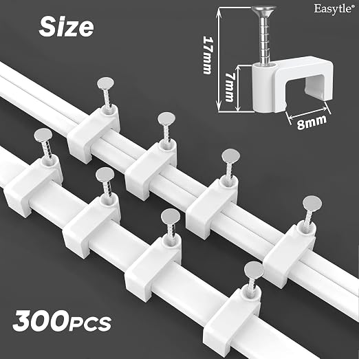 300 Pcs 8mm Cable Clips Nail in Cable Clips Flat Ethernet Cable Wall Clips - Image 2