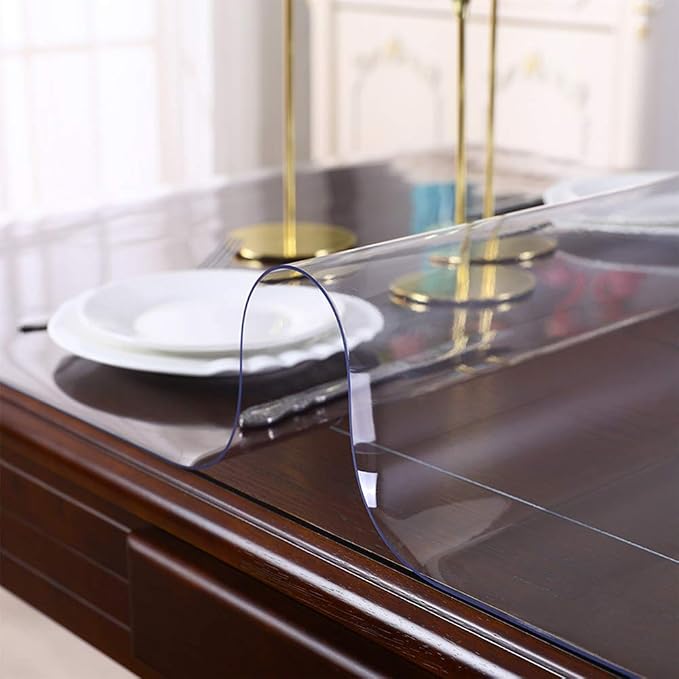 Clear PVC Desk Protector 14x63 Inch Crystal Plastic Table Cover Protector - Image 2