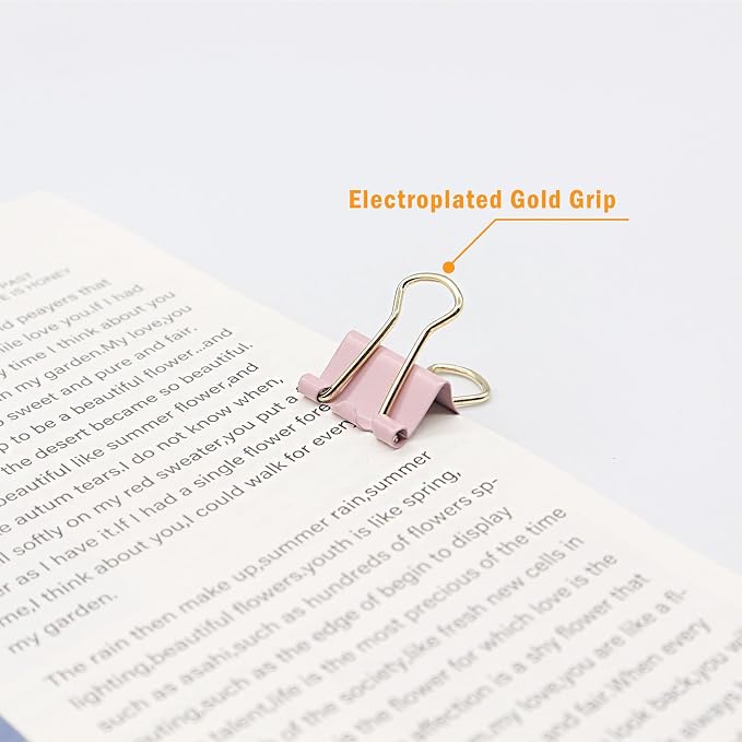 YCVIORING Mini Binder Clips, 100 Pack, Light Pink, Tempered Steel, Modern Style - Image 2