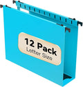 Plastic Hanging File Folder Extra Capacity, 12 Pack Reinforced Hang Folders by NORDUN