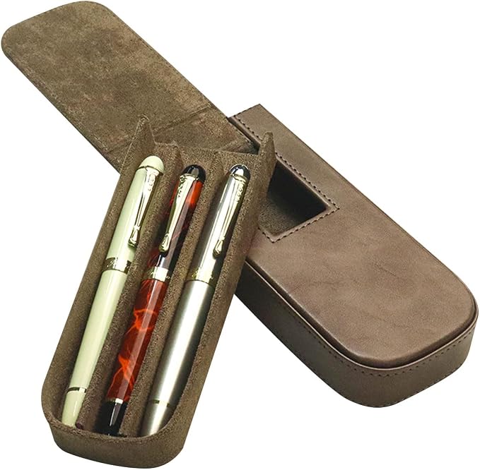 Leather Triple Pen Case Pencil Pouch Holder - Image 7