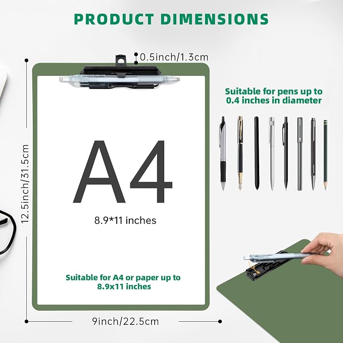 FRETONBA Clipboard with Pen Holder, 2 Pack Plastic Clipboard with Low Profile - Image 2