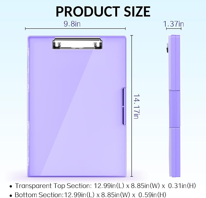 Sooez Clipboard with Storage, Heavy Duty Cleaview Clip Boards 8.5x11 with Dual - Image 6