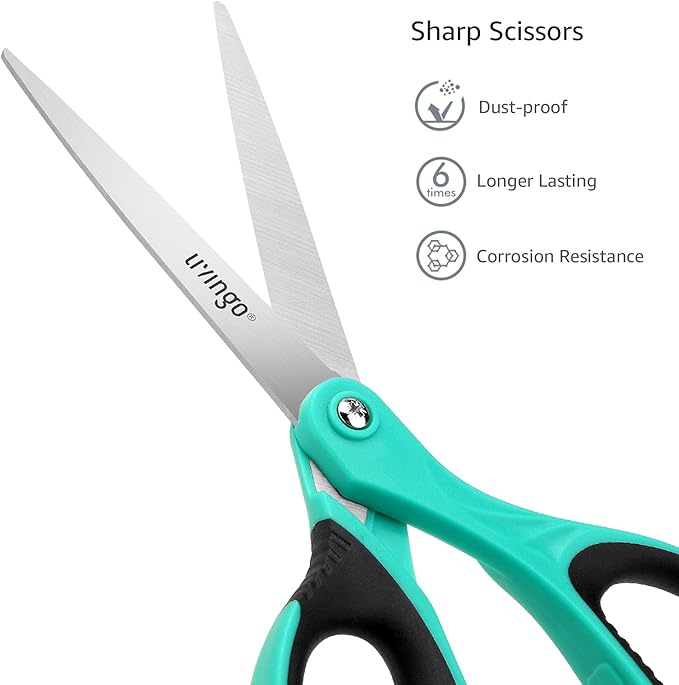 LIVINGO 3 Pack 8.5" Sharp Scissors All Purpose | Professional Ergonomic Comfort - Image 3
