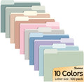SUNEE File Folders Letter Size 10 Pastel Colors, 100 Pack Manilla Folders 8.5 x by SUNEE