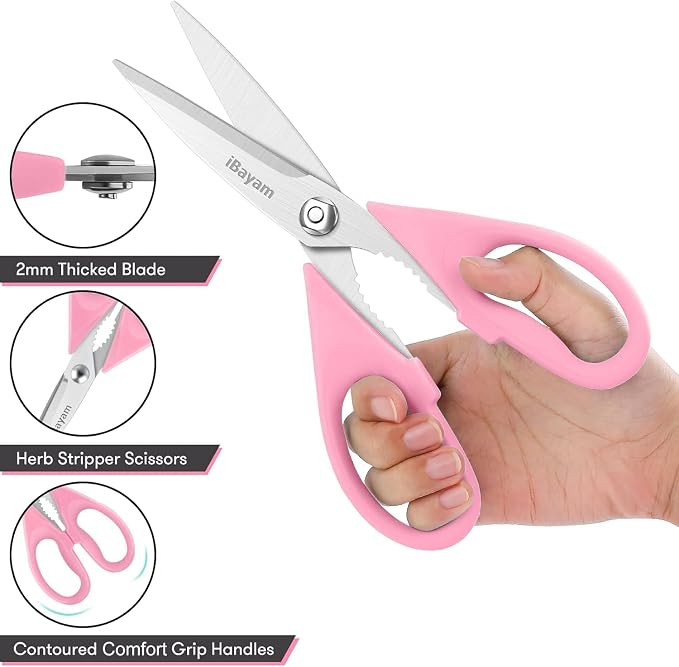 iBayam All Purpose Kitchen 2 Pack Heavy Duty Food Meat Poultry Shears - Image 4