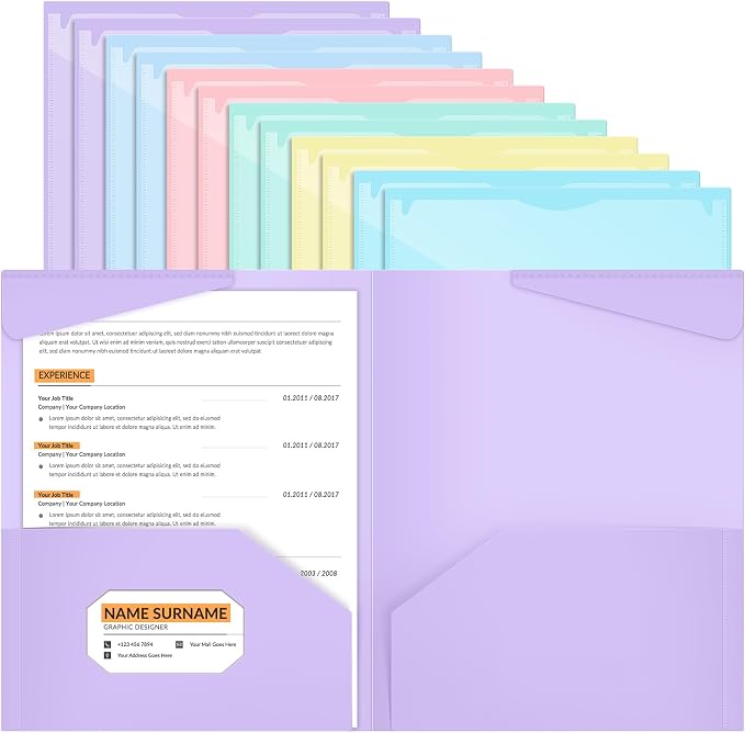 Henoyso 12 Pack Pastel Plastic Folders by Henoyso
