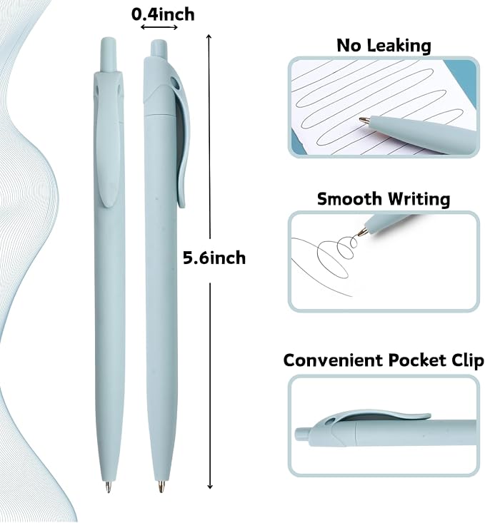 BallPoint Pens, 50 Pack, Bulk Pens, Mint Blue Barrel, Click Pens - Image 2