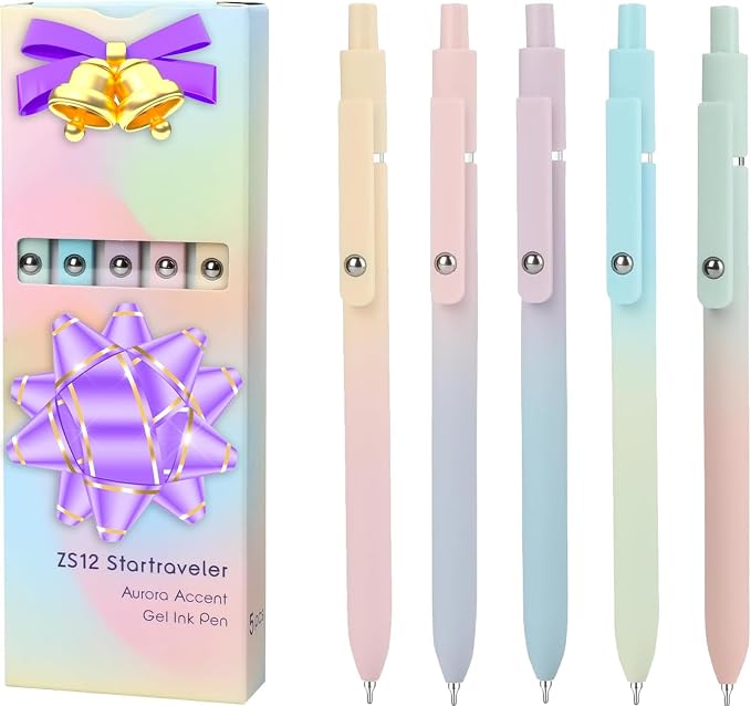 Vanhench 5Pcs Gel Pens, 0.5mm Black Ink Cute Pens by Vanhench