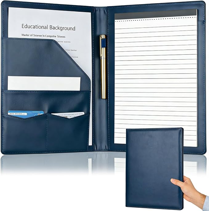 Padfolio Portfolio Binder, Faux Leather Folder, Resume Interview Legal Document by JUSTASHOW