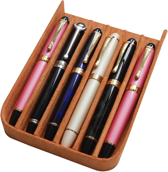Leather 6 Fountain Pen/Pencil Tray Case, Magnetic Closure - Image 7