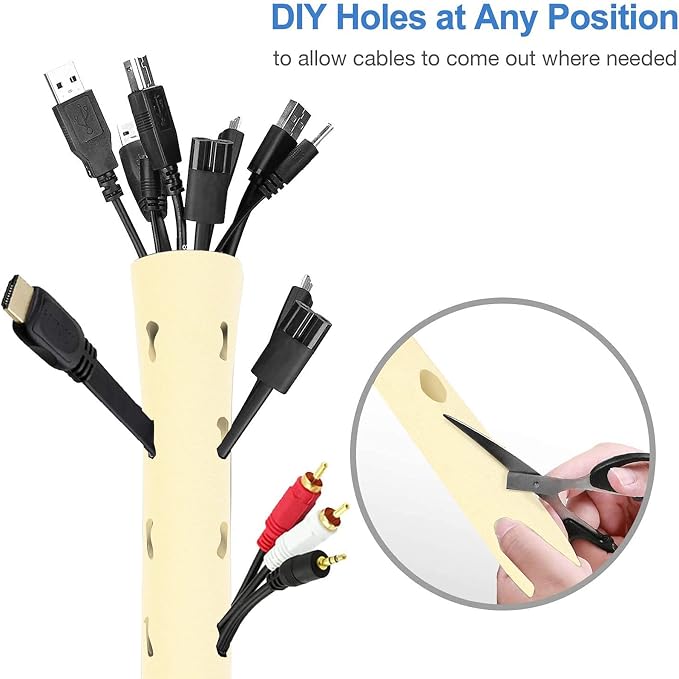 JOTO 4 Pack Cable Management Sleeve 19-20 Inches -Beige | Cord Organizer System - Image 5