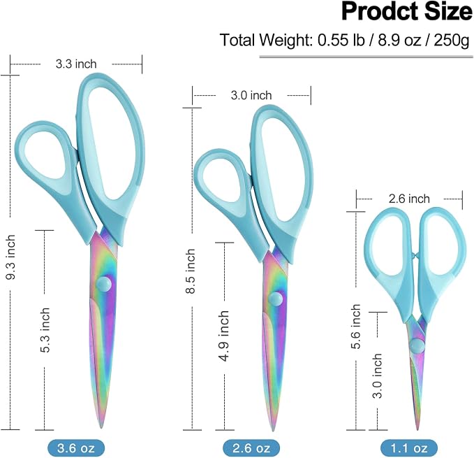 Scissors All Purpose, Sharp Titanium Blades Shears, Rubber Comfort Grip Handle - Image 5