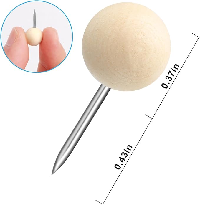 Wood Push Pins 120 Pcs, Decorative Wooden Thumb Tacks - Image 3