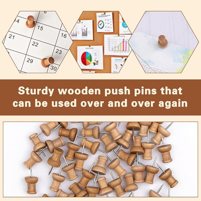 50 Pcs Wooden Push Pins, Decorative Thumb Tacks, Push Pins - Image 6
