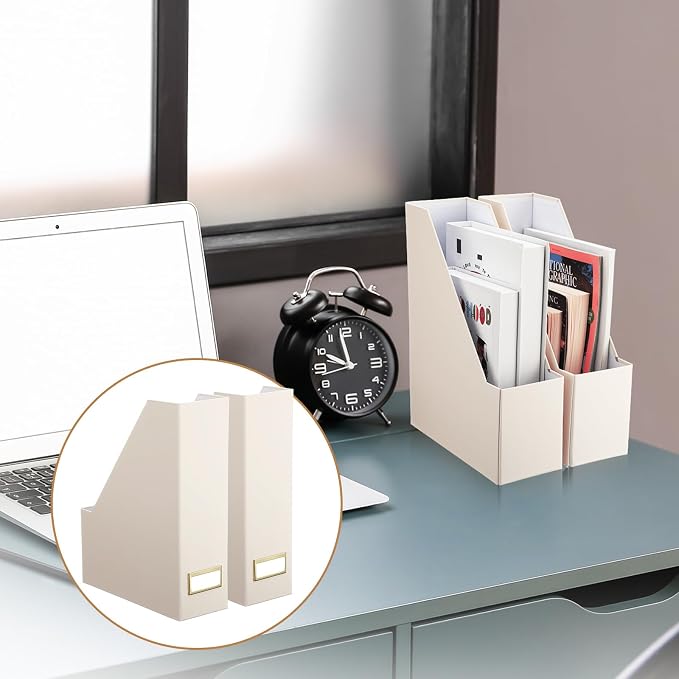 Feifeiya Magazine File Holder Set of 6 Stylish Sturdy Cardboard File Boxes Desk - Image 7