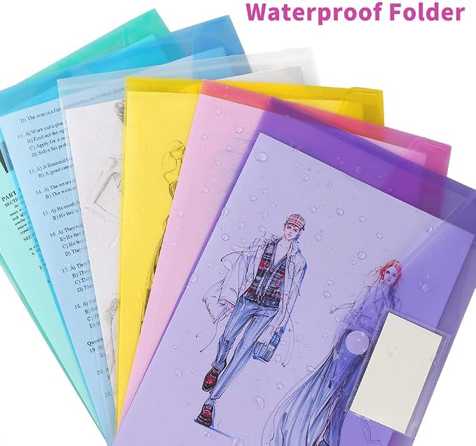 24 Pack Plastic Poly Filing Envelopes, 6 Assorted Color - Image 2
